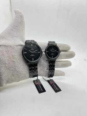 ATRONE Couple Wrist Watch Model 8001 Black Dial Black Chain