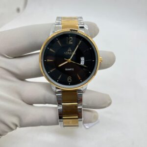 ATRONE Men’s Wrist Watch (Gold & Silver Chain, Black Dial with Date) #AT10