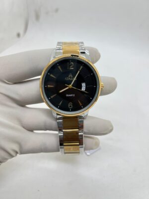 ATRONE Men’s Wrist Watch (Gold & Silver Chain, Black Dial with Date) #AT10