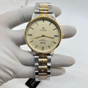 ATRONE Men’s Wrist Watch (Gold & Silver Chain, Gold Dial with Date) #AT11