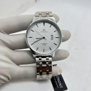 ATRONE Men’s Wrist Watch (Silver, White Dial with Date) #AT02