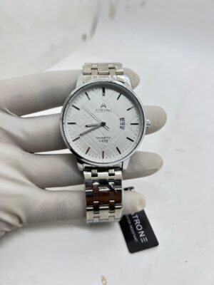 ATRONE Men’s Wrist Watch (Silver, White Dial with Date) #AT02