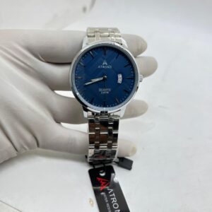 ATRONE Men’s Wrist Watch (Silver, Blue Dial with Date) #AT03