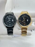 ATRONE Men’s Wrist Watch (Black & Golden Gunmetal, Black Dial with Date) #AT04