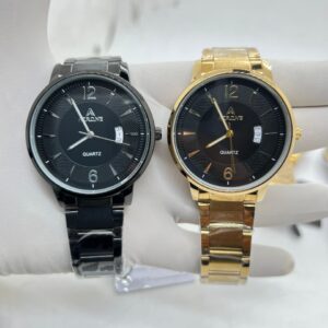 ATRONE Men’s Wrist Watch (Black & Golden Gunmetal, Black Dial with Date) #AT04