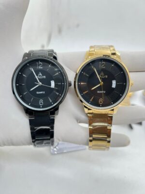 ATRONE Men’s Wrist Watch (Black & Golden Gunmetal, Black Dial with Date) #AT04