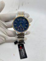 ATRONE Men’s Wrist Watch (Silver & Gold, Blue Dial with Date) #AT07