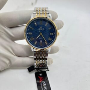 ATRONE Men’s Wrist Watch (Silver & Gold, Blue Dial with Date) #AT07