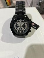 CRESPO Phantom Black Chronograph Style Watch for Men | Stainless Steel Bracelet | Water Resistant