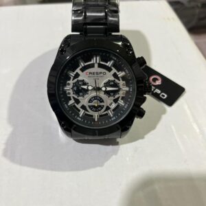 CRESPO Phantom Black Chronograph Style Watch for Men | Stainless Steel Bracelet | Water Resistant
