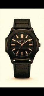 REFAME Noir Classic Leather Quartz Watch for Men | White Textured Dial | Black Genuine Leather Strap | Analog Wrist Watch