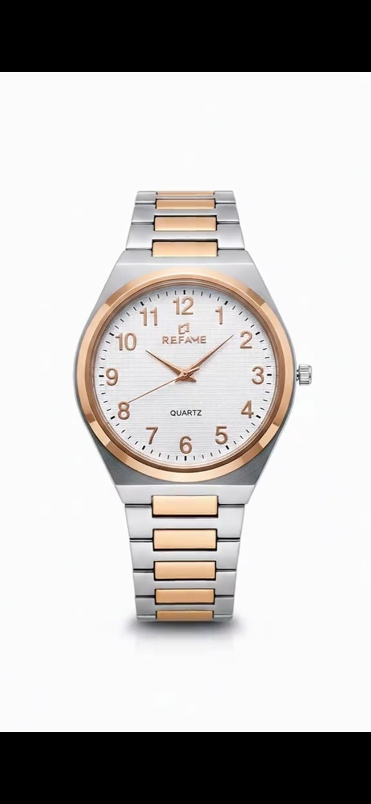 REFAME Royal Eclipse Black & Gold Quartz Watch for Men | Two-Tone Stainless Steel Bracelet | Premium Analog Wrist Watch - Image 2